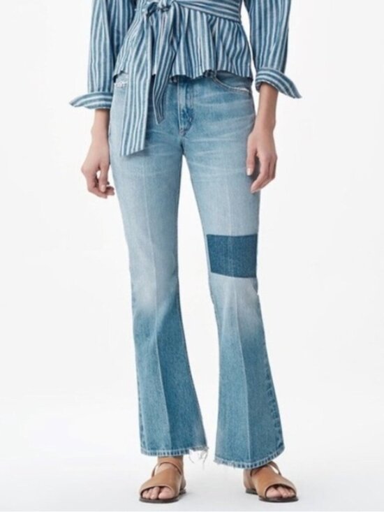 Citizens Of Humanity Denim - Citizens of Humanity Kaya Mid-Rise Kick Flare Patchwork Jeans - 28"